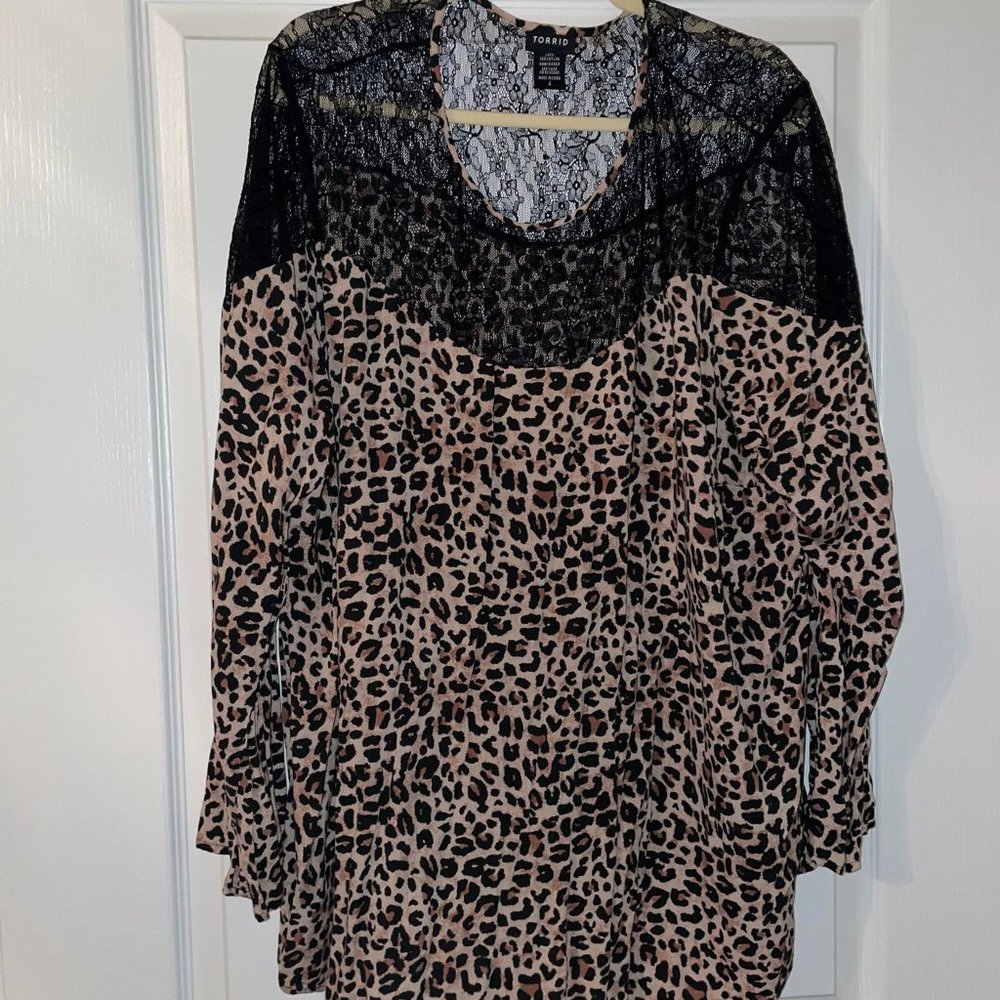 Leopard and Lace Torrid Blouse